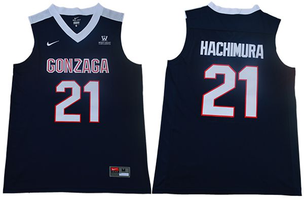 Men Gonzaga Bulldogs #21 Hachimura Blue Nike NCAA Jerseys->more ncaa teams->NCAA Jersey